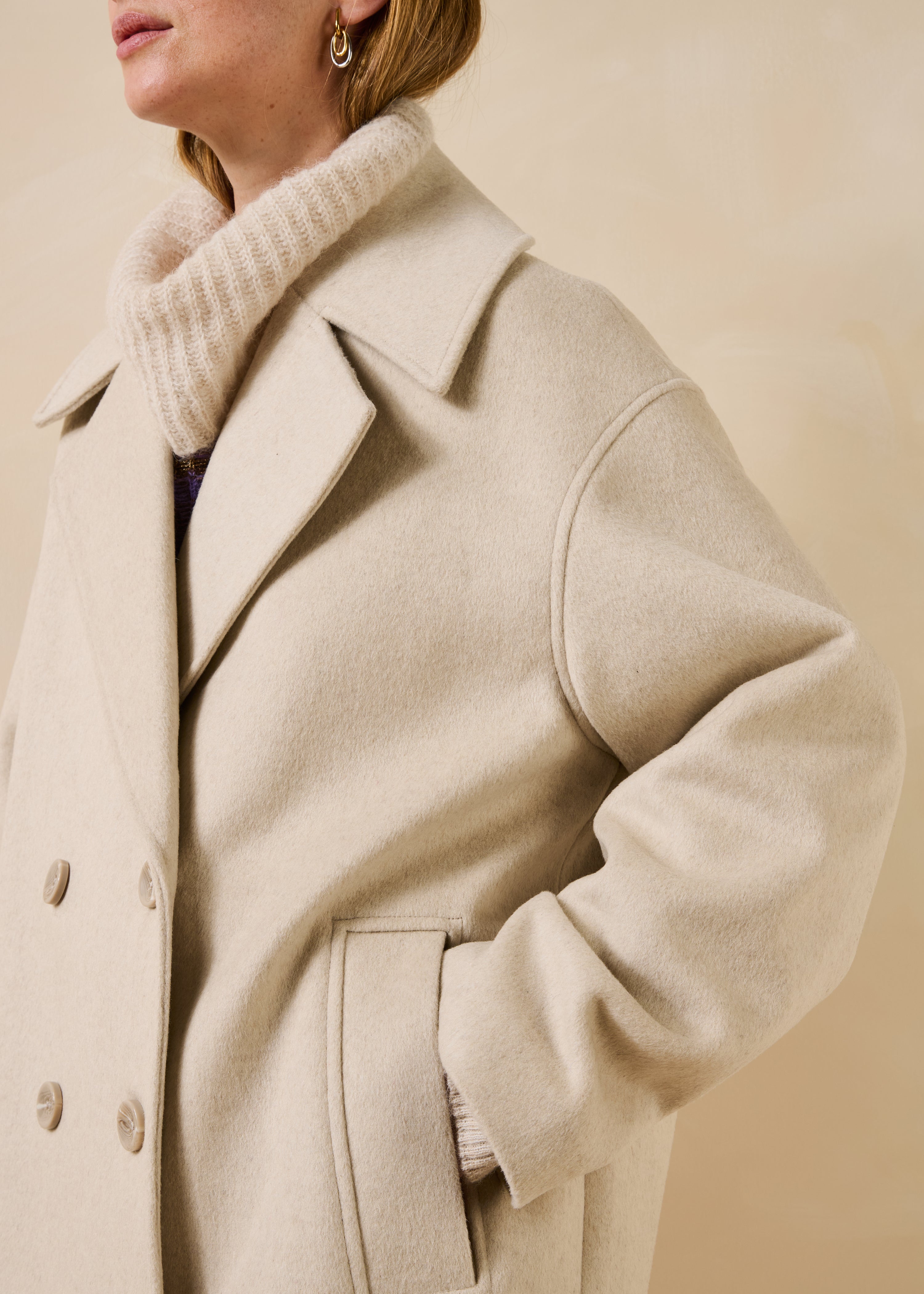 Ecru wool pea coat