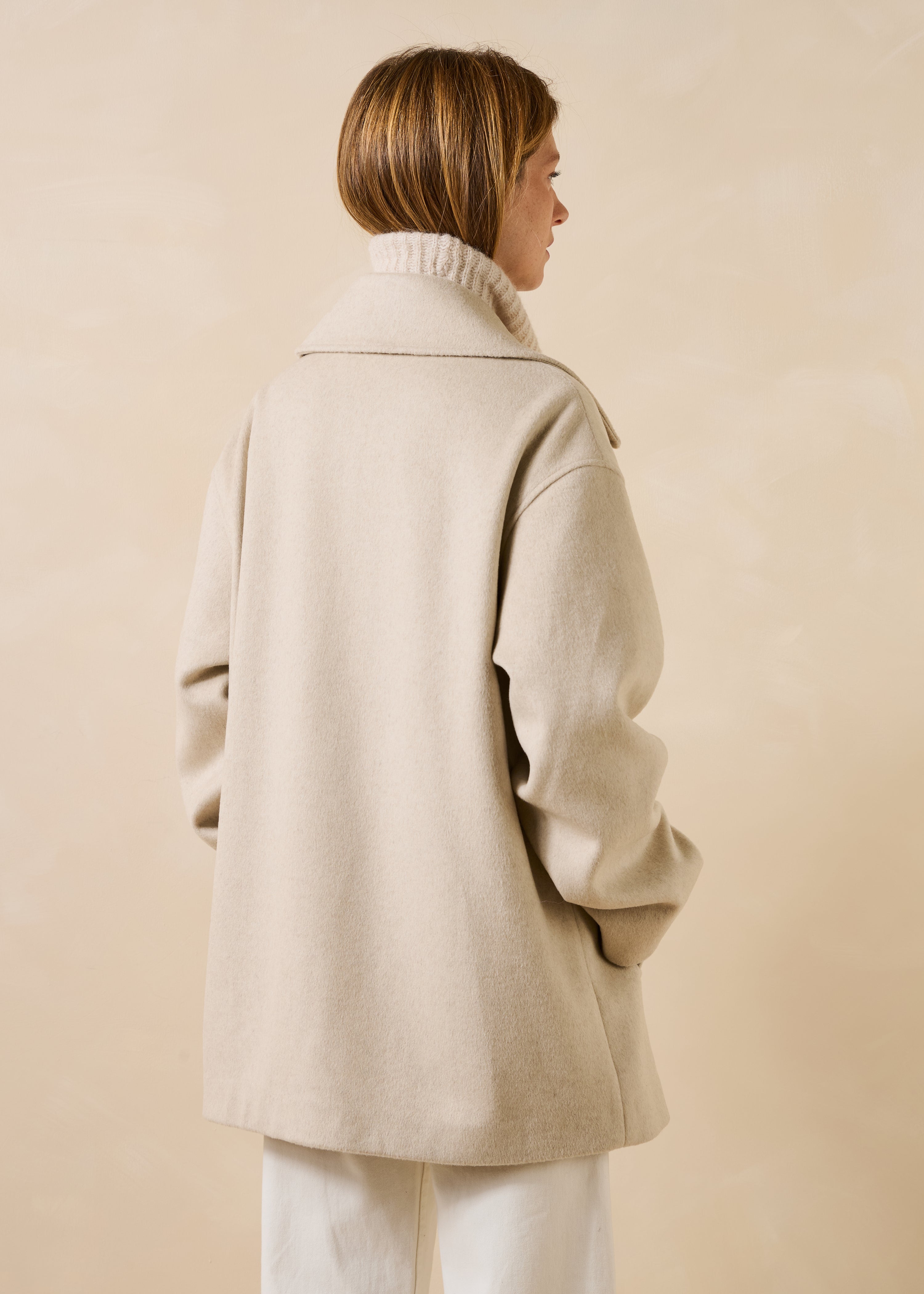 Ecru wool pea coat