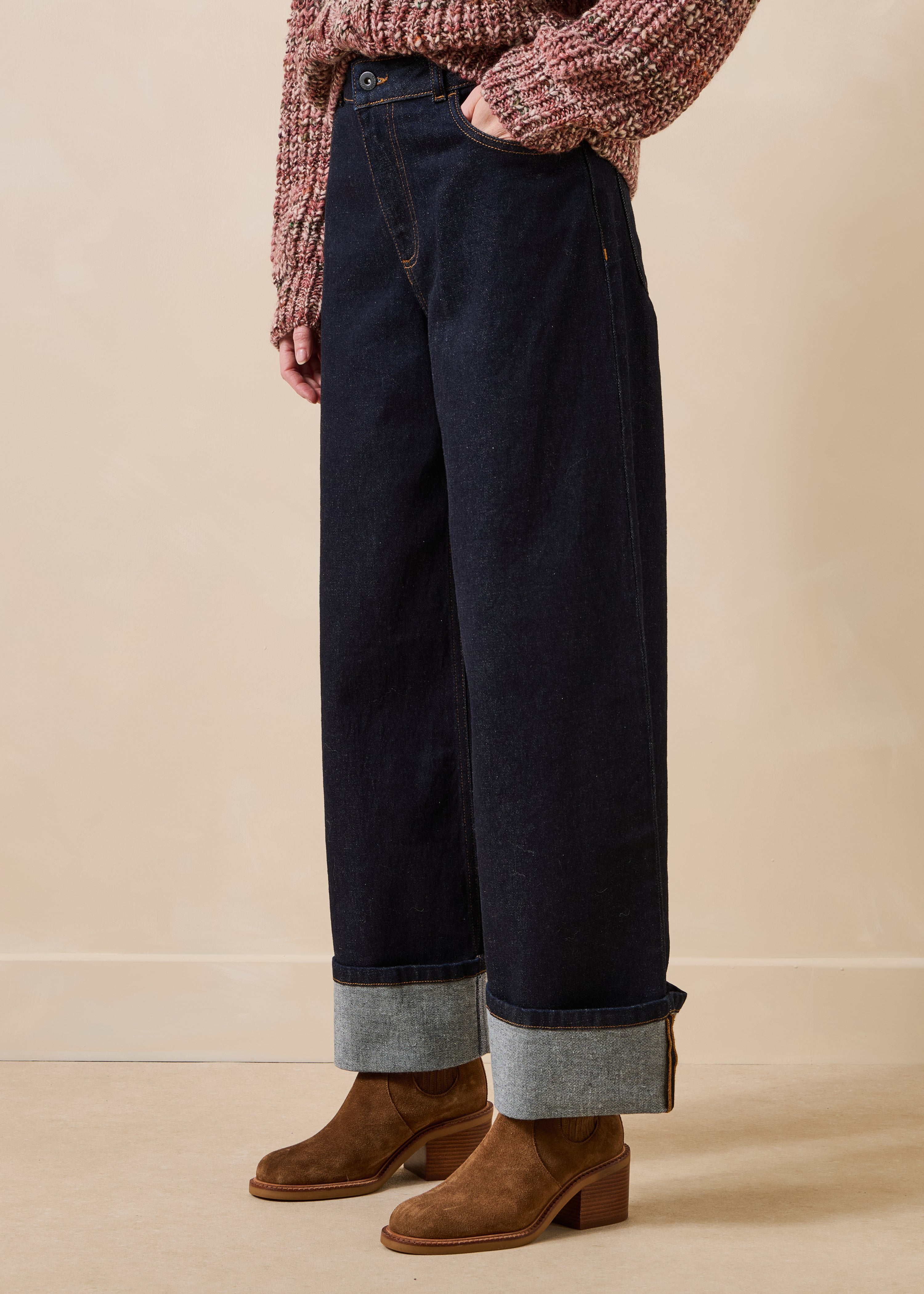 Jeans cropped grezzo in cotone biologico