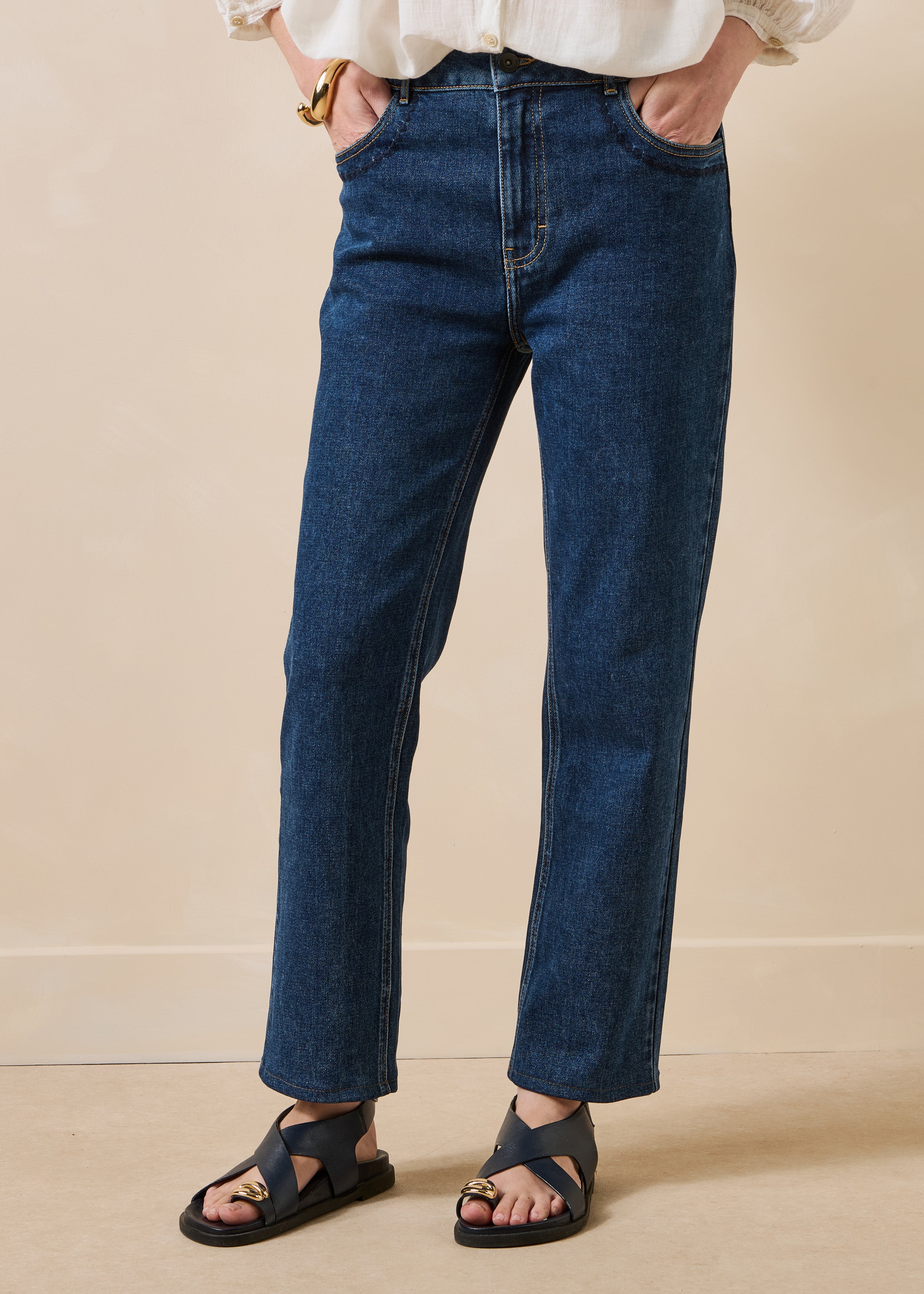 Jean slim 7/8ème bleu en coton biologique