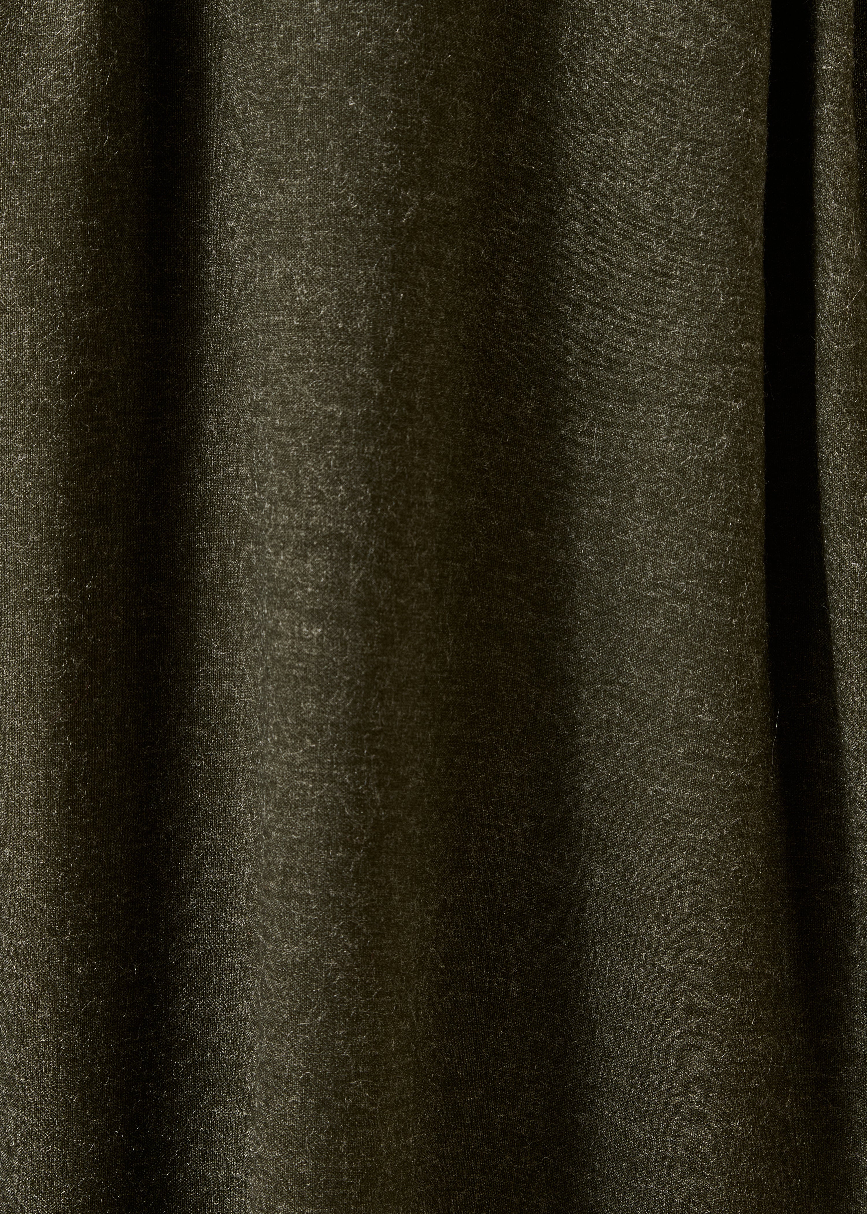 Long khaki flannel skirt with elastic waistband