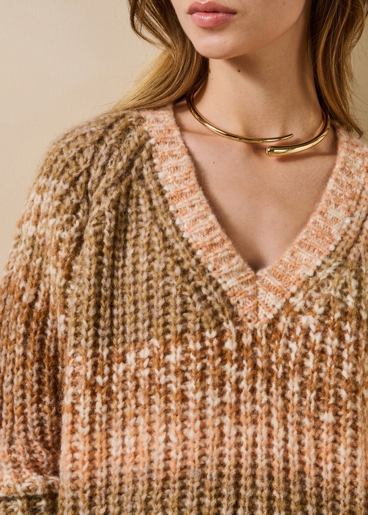 Beige and Camel Sweater - Garax
