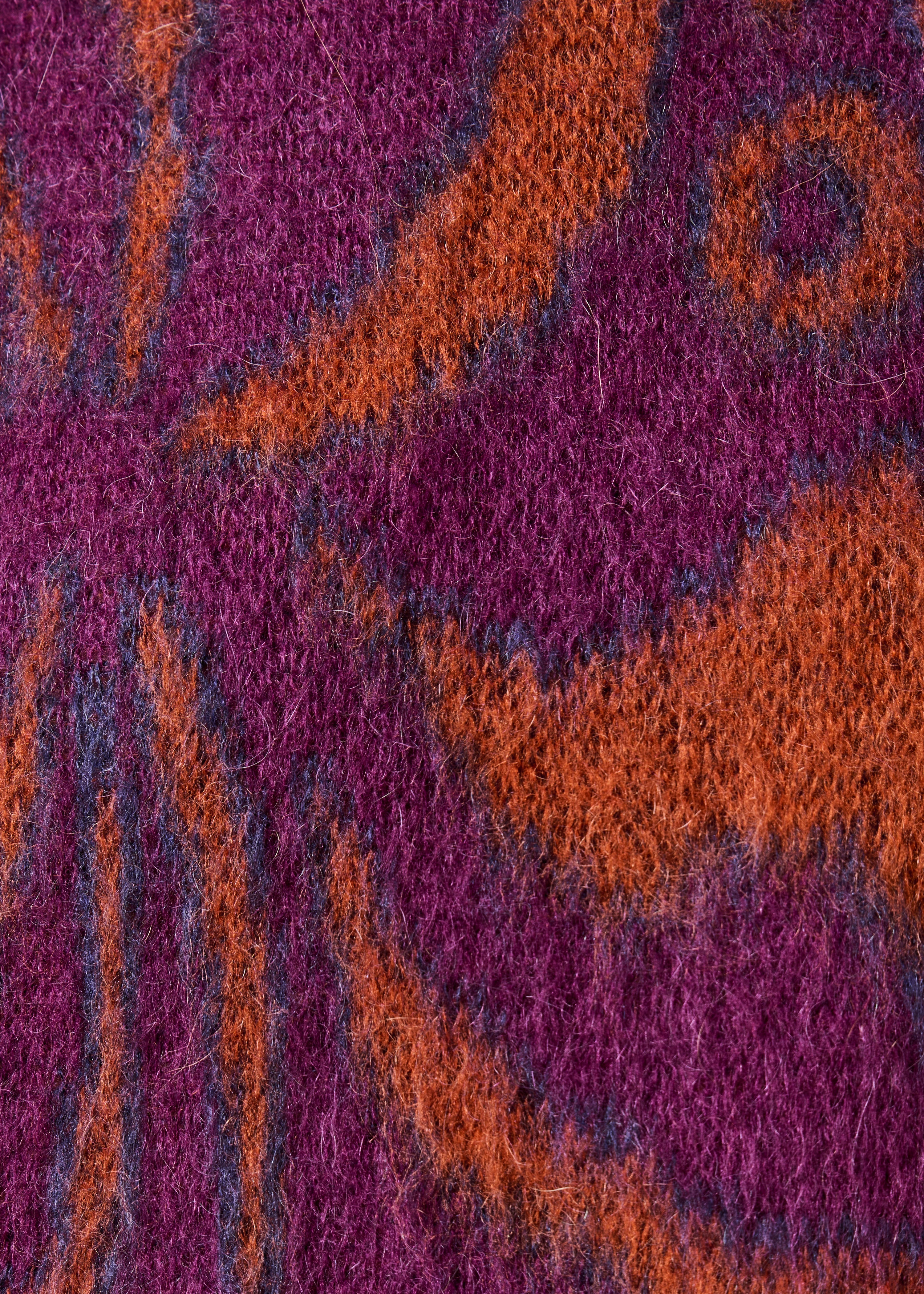 Purple and orange jacquard turtleneck sweater