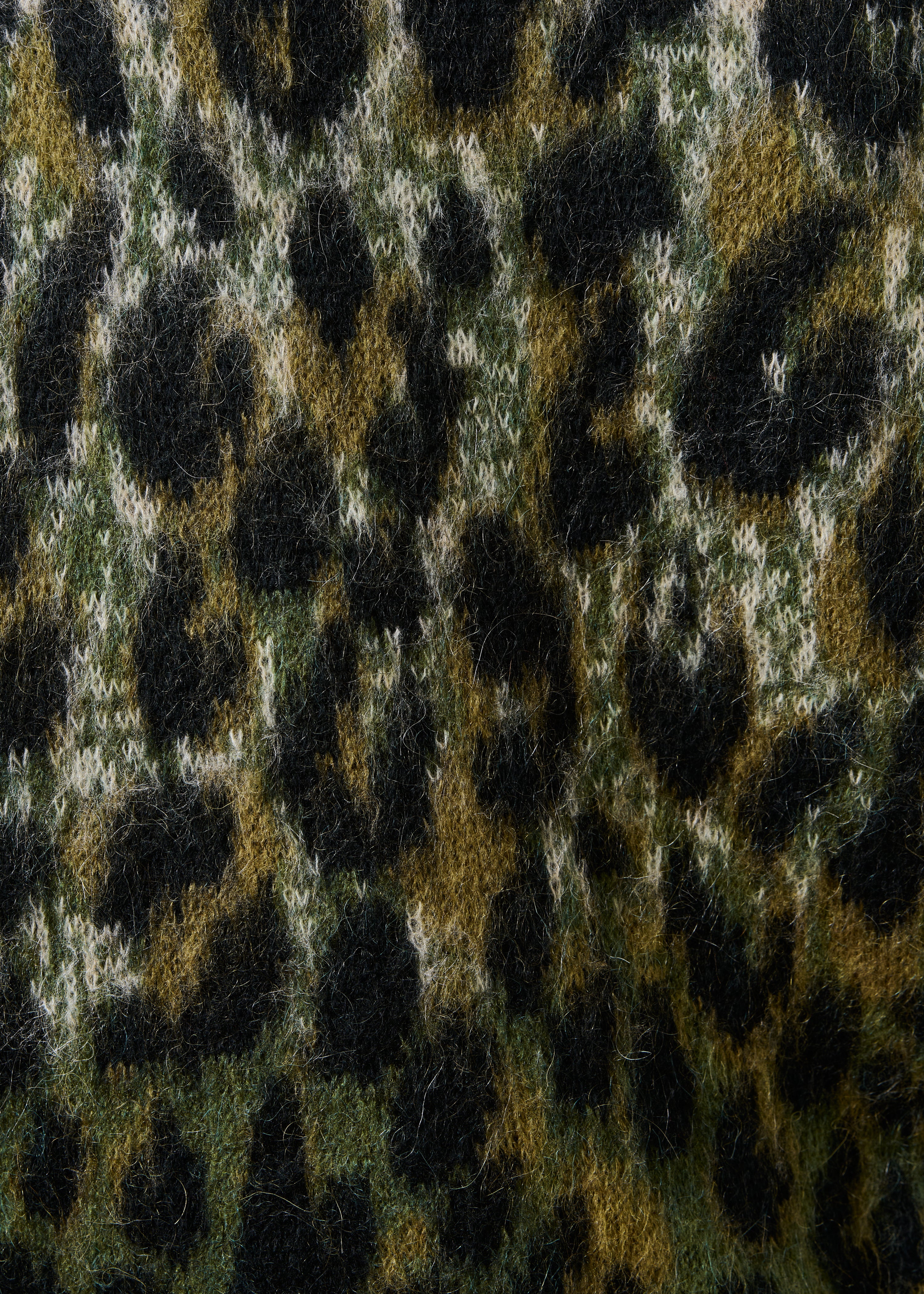 Kaki Pullover mit langen Ärmeln und Jacquard-Leopardenmuster
