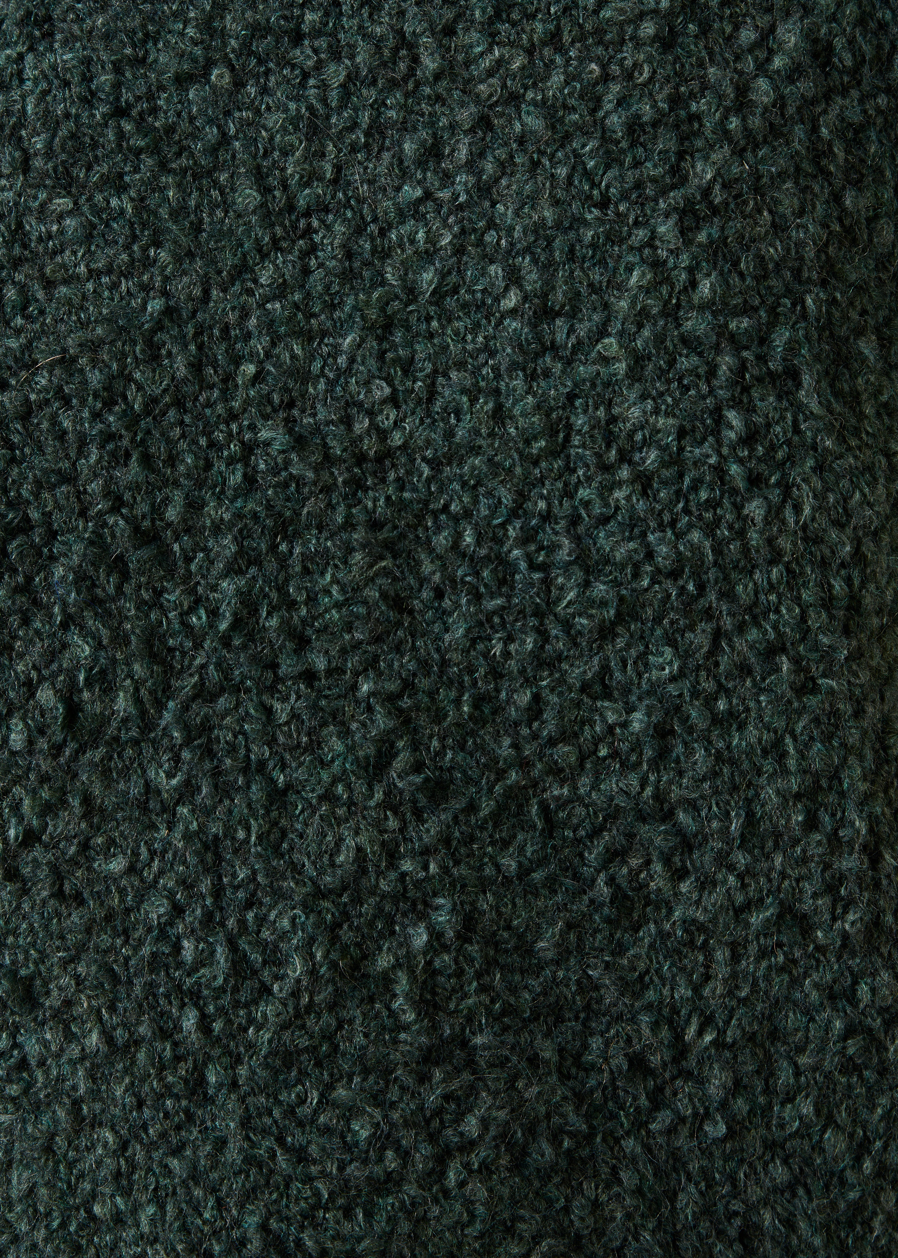 Pull groen flesje boucle met lange mouwen en ronde hals