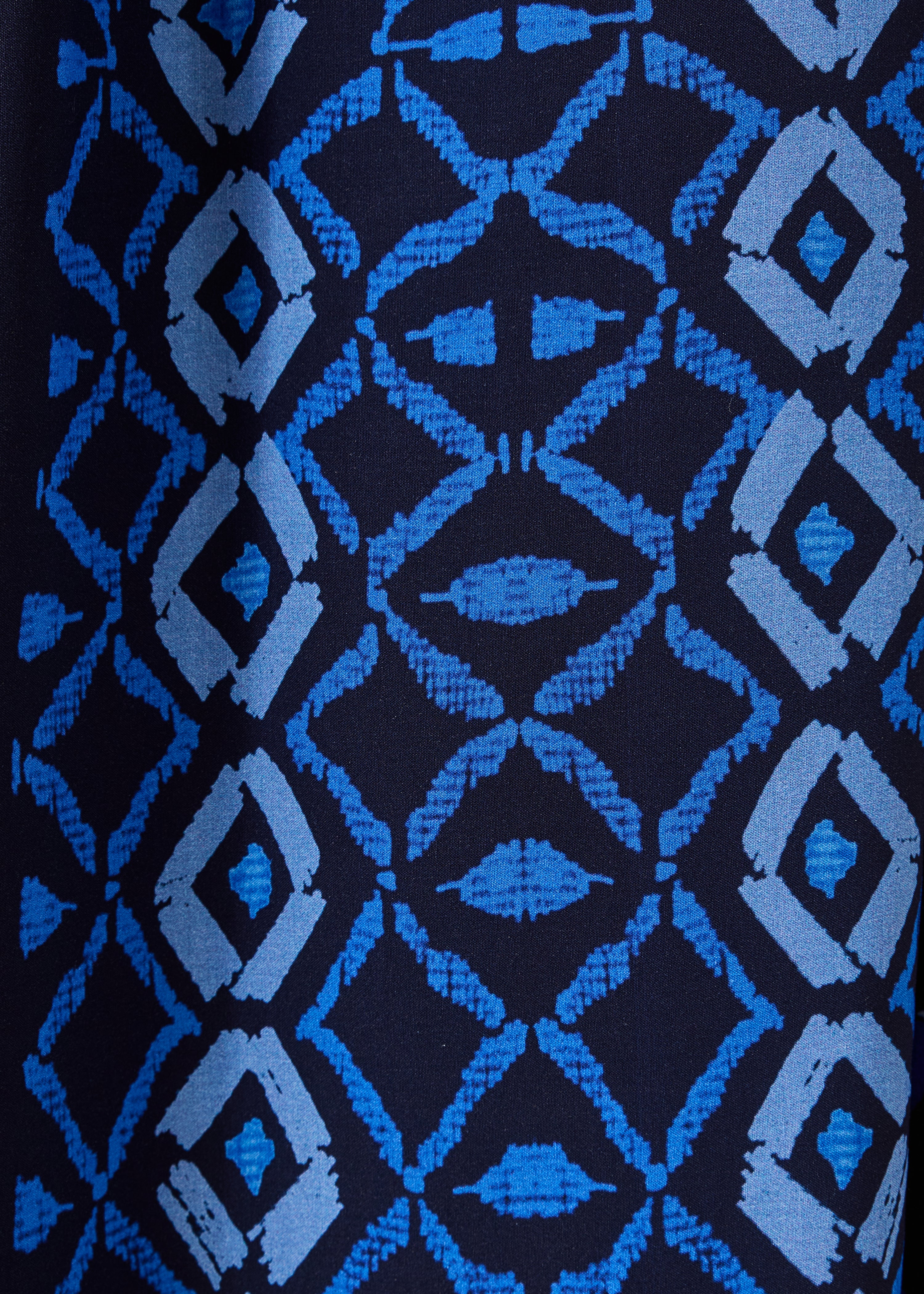 Blue loose flared long dress with print