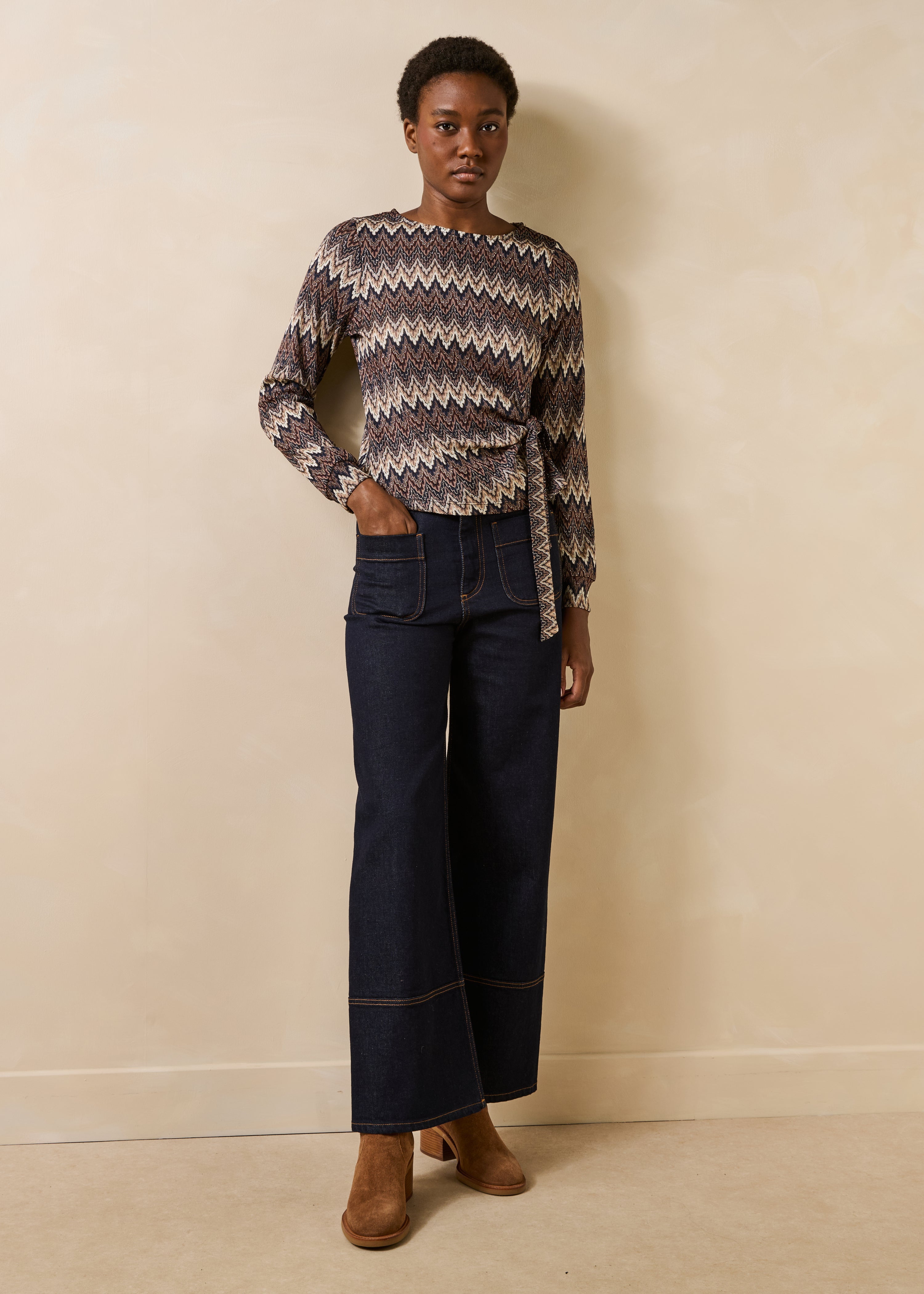 T-shirt bleu oversize manches longues