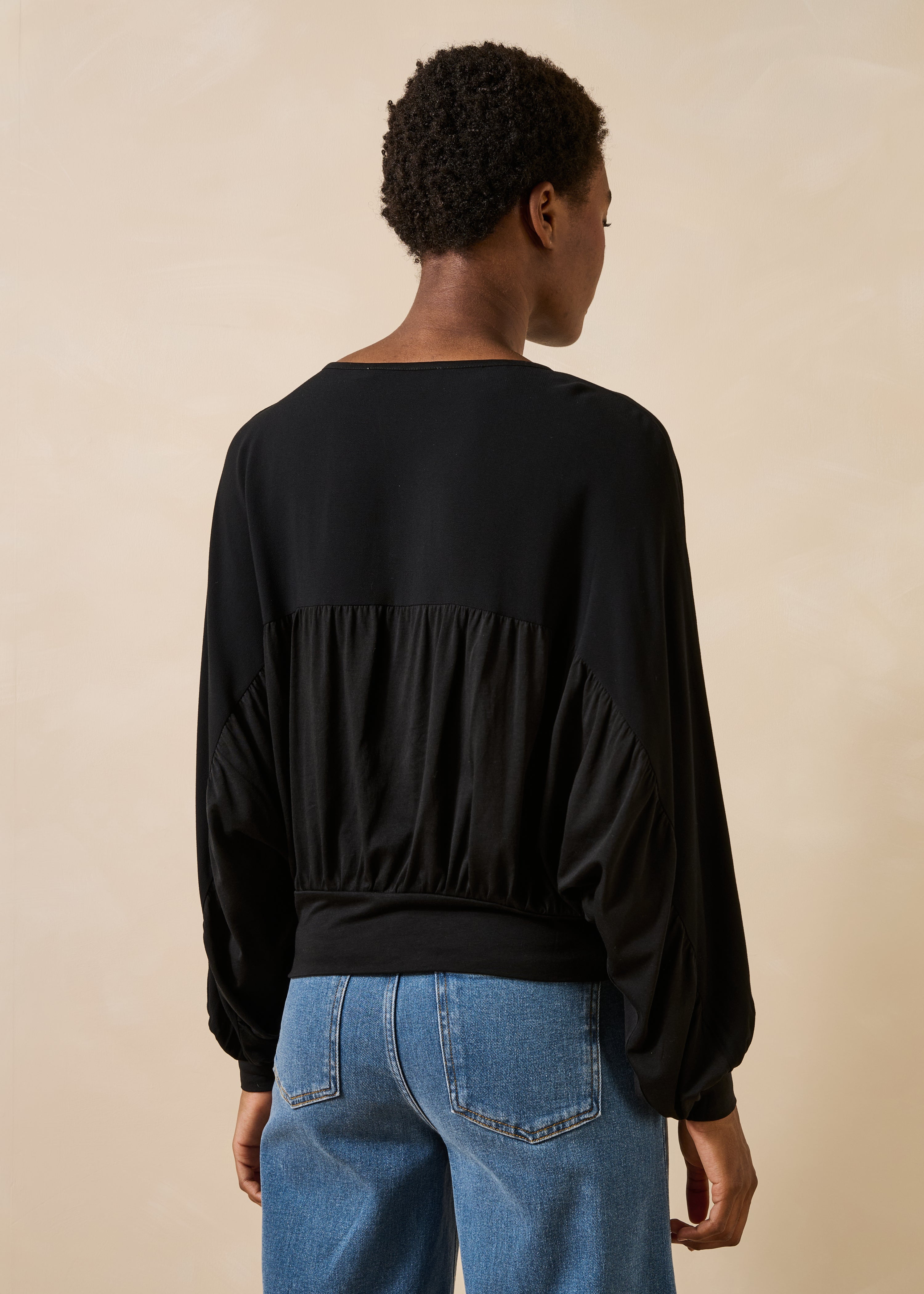 T-shirt noir en lyocell manches longues