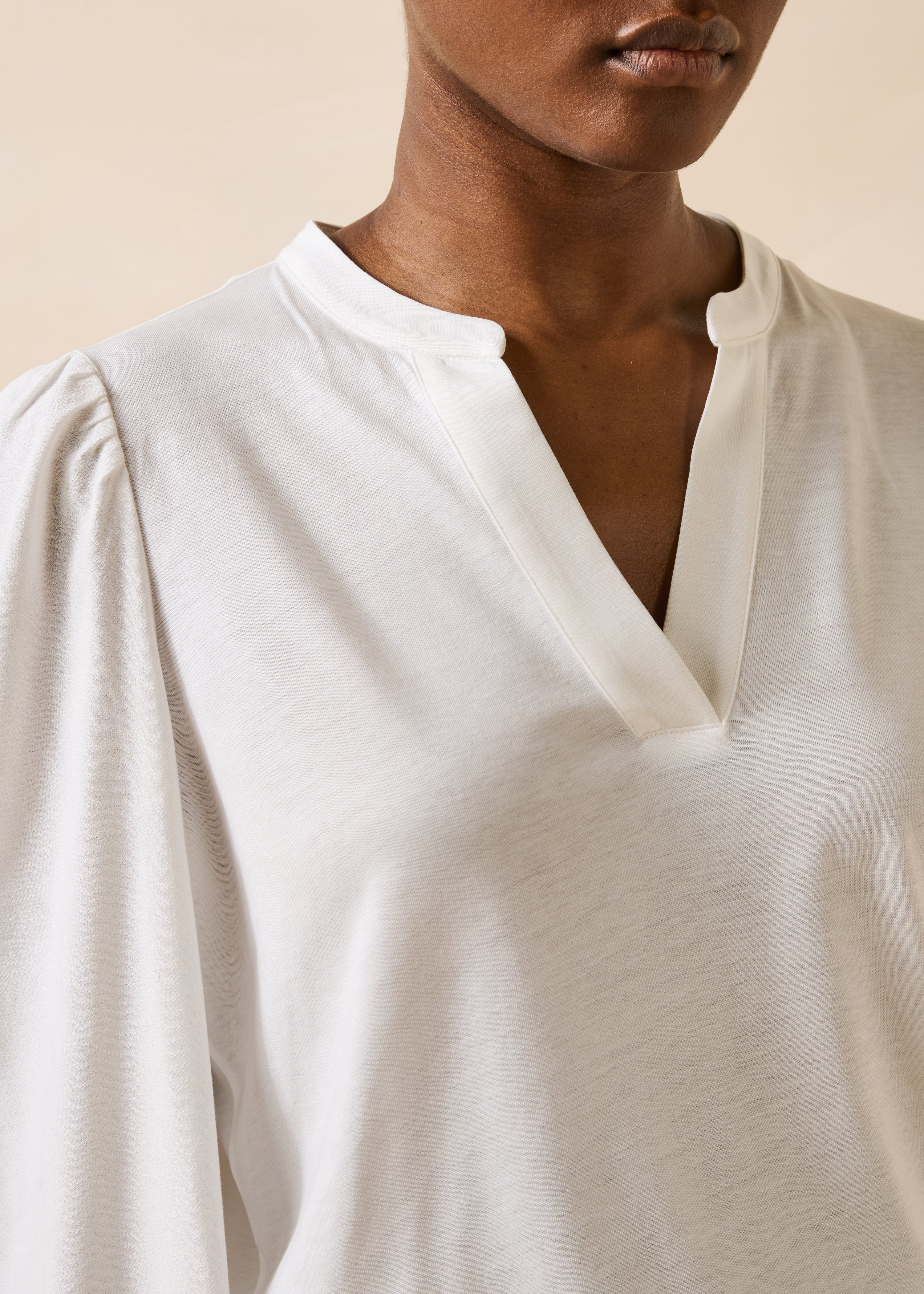 White lyocell long-sleeve T-shirt