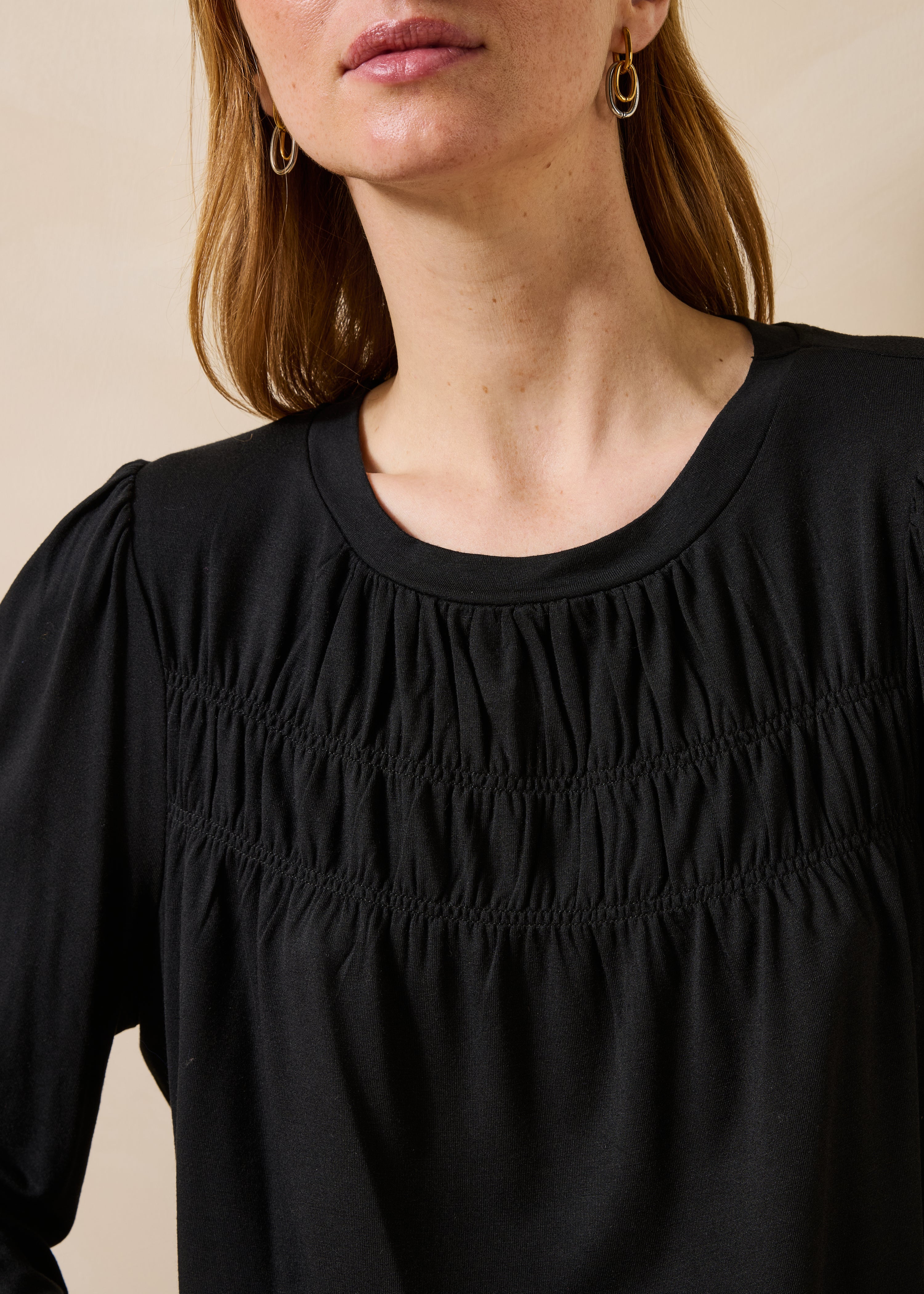Black modal long-sleeve T-shirt