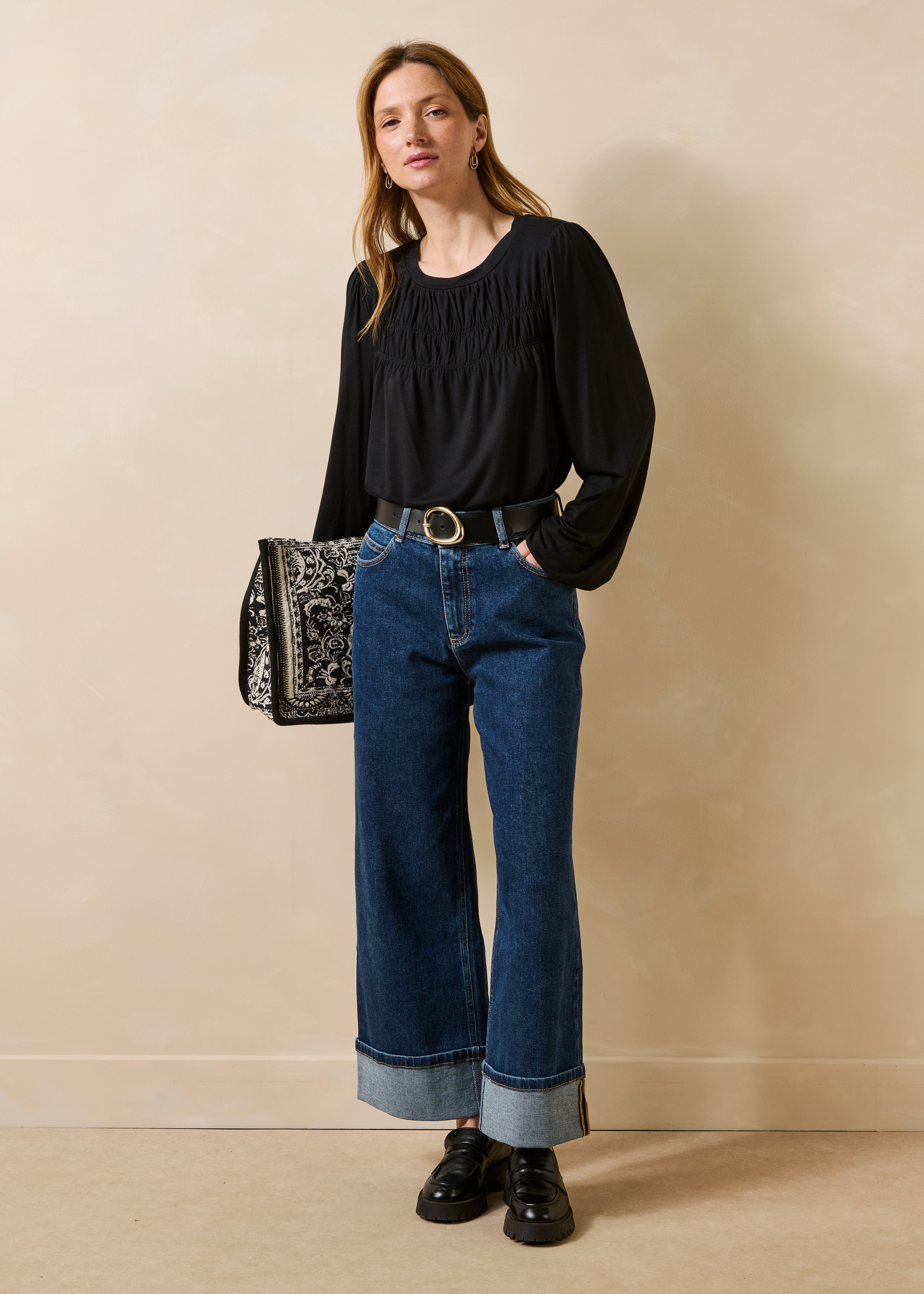 Black modal long-sleeve T-shirt